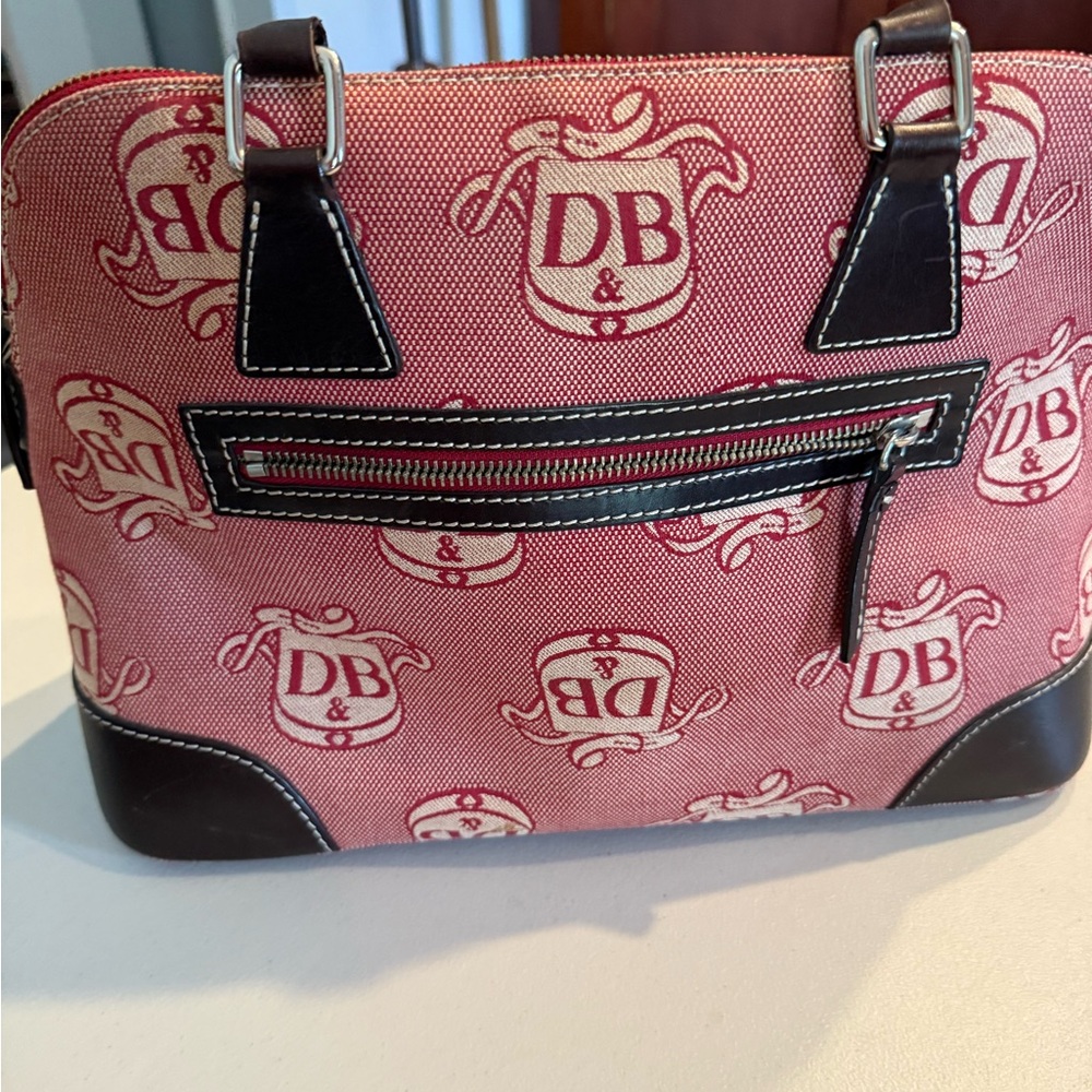 Dooney & Bourke Pink and Brown Logo Satchel